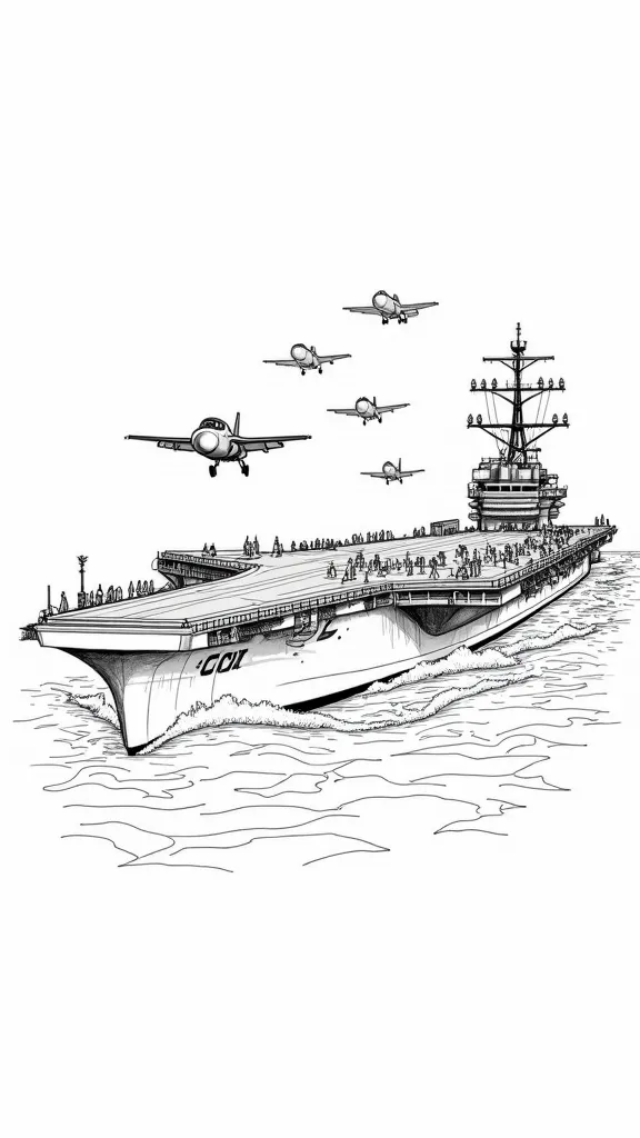 aircraft carrier coloring pages